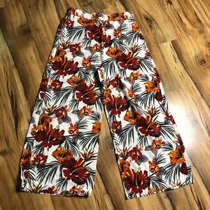 Haver + Blair London Boho Floral Linen Wide Leg Pants medium